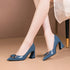 Elegant Pointed Toe Mary Janes with Patent Leather Buckle and Comfortable Middle Heel for Women